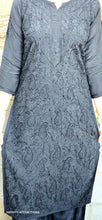 Load image into Gallery viewer, ZET BLACK SELF LAKHNAVI EMBROIDERY SET
