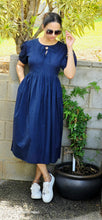 Load image into Gallery viewer, Navy Blue pure Poplin dress
