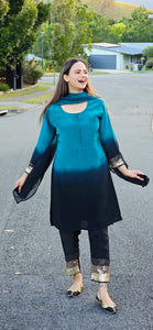 Blue Black pant suit