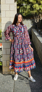 One piece long navy blue dress