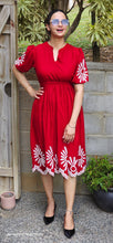 Load image into Gallery viewer, Maroon red german rayon dress
