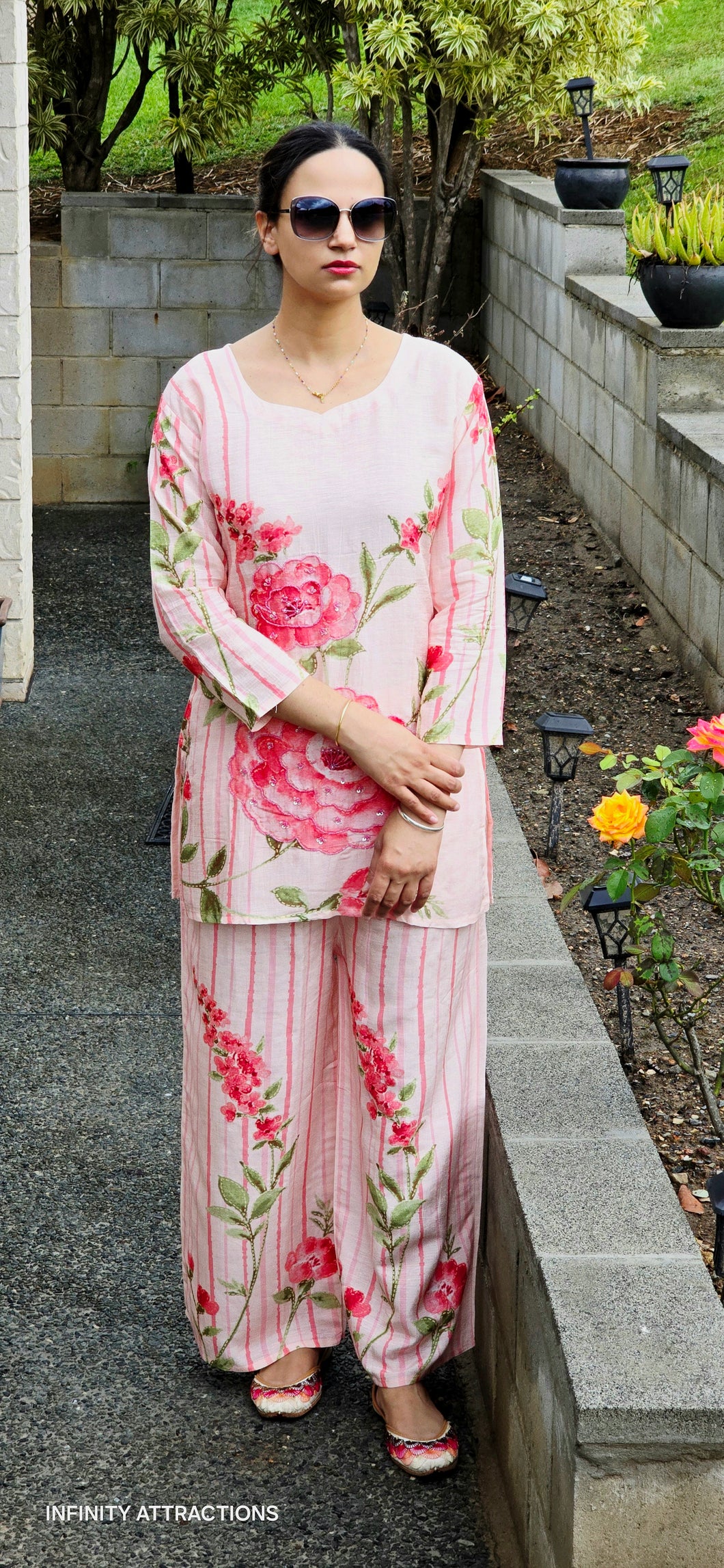 Pink khadi cotton silk coord set