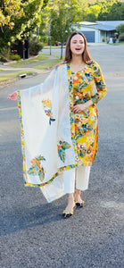 Musturd cotton pant suit