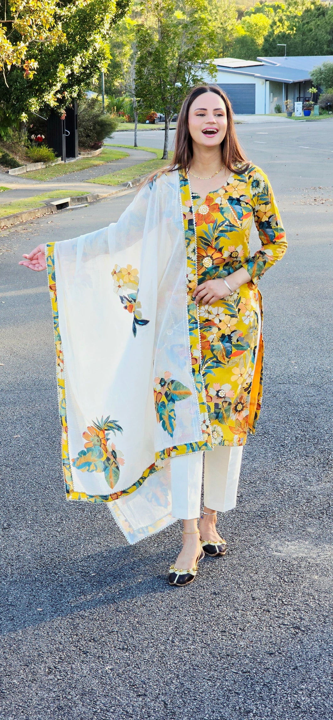 Musturd cotton pant suit