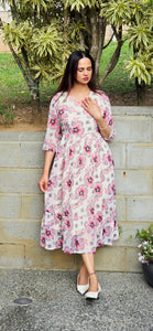 One piece pink floral dress