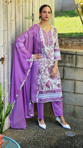 Lilac print pant suit