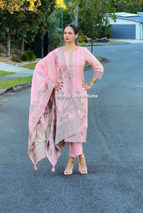 Baby pink Banarsi silk suit