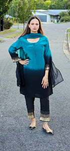 Blue Black pant suit