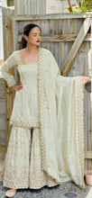 Load image into Gallery viewer, Pale gold pure tissue shimmer heavy gharara suit (taking pre orders)
