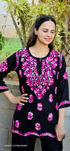 Load image into Gallery viewer, Lakhnawi balck pink kurta only
