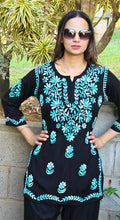 Load image into Gallery viewer, Lakhnawi black, green kurta only
