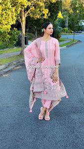 Baby pink Banarsi silk suit