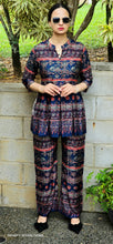 Load image into Gallery viewer, Peplum blue gaji silk coord set
