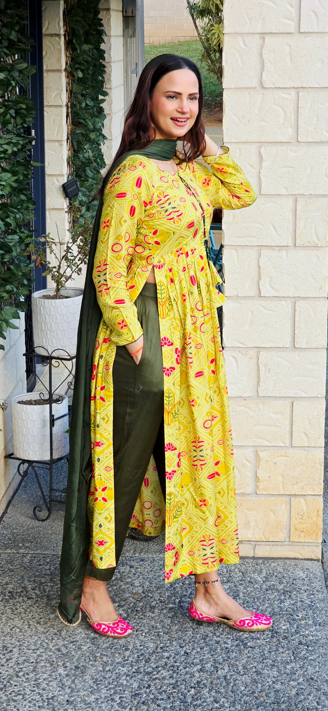 Long slit designer suit
