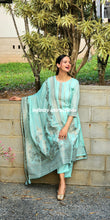 Load image into Gallery viewer, Sky blue Banarsi silk suit
