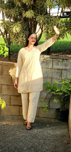 Beige pure mul lakhnawi coordset