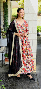 Black pure chinon Anarkali