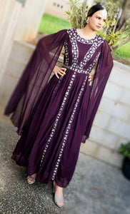 Wine One piece long gown