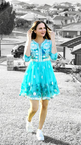 Cyan blue short dress