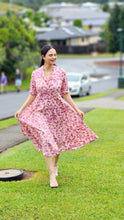 Load image into Gallery viewer, Pink floral midi dress

