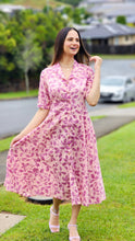 Load image into Gallery viewer, Pink floral midi dress
