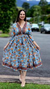 Cornflower blue midi dress