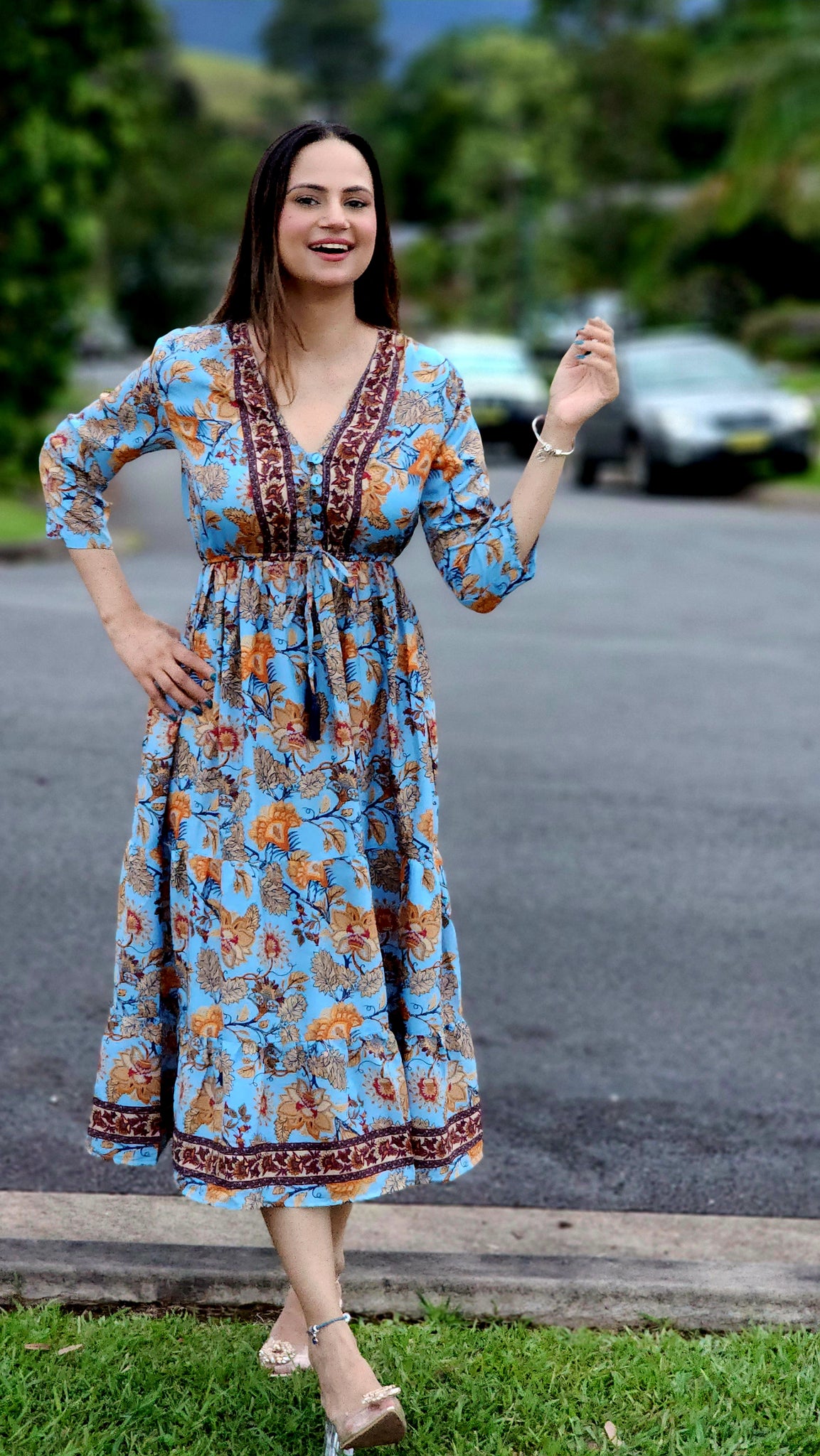 Cornflower blue shop midi dress