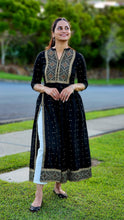 Load image into Gallery viewer, Jet black long slit Kurti only
